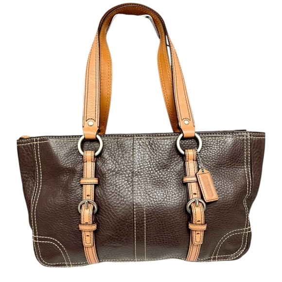 Coach Handbags - Vintage Coach Chelsea Brown Tan Pebble Leather Shoulder Bag F12339 Satchel Zip